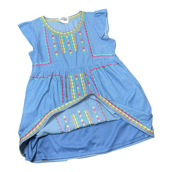 Savanna Jane Women’s Large Chambray Boho Dress Embroidered Geometric Y2K - Picture 3 of 9